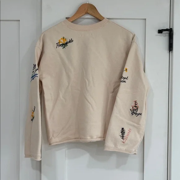 Madewell Botanical Embroidered Bell-Sleeve Sweatshirt Women's Size Small - Picture 6 of 6